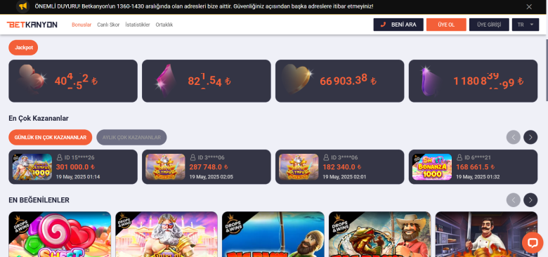 Betkanyon Casino Oyunları
